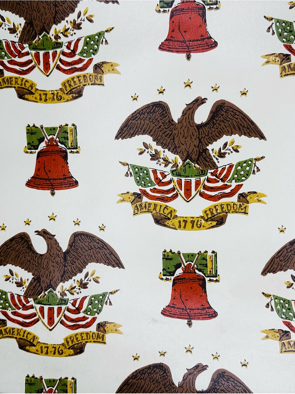 Vintage 1976 Americana Eagle Liberty Bell Wallpaper Roll Patriotic 1776
